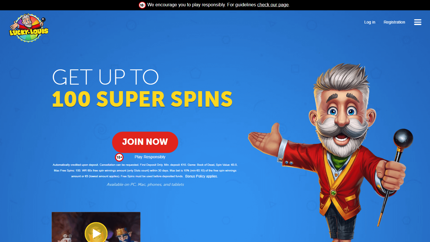LuckyLouis Casino Desktop screenshot